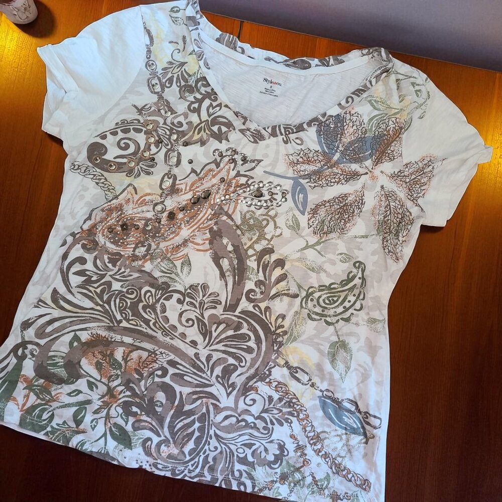 STYLE & CO EMBELLISHED TOP